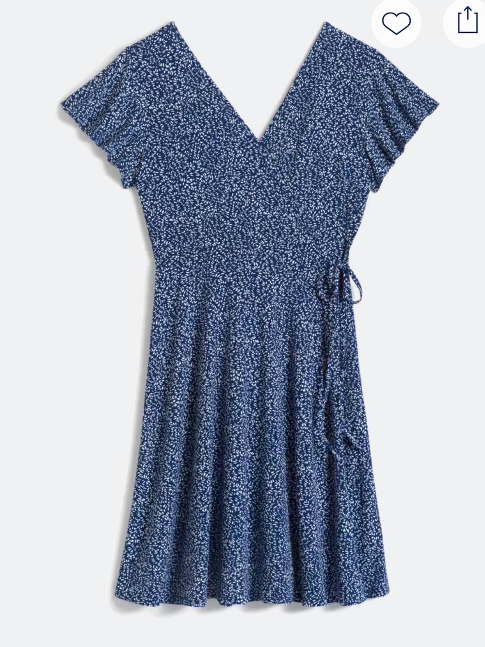 Kaileigh Navy and White Floral Faux Wrap Midi Dress
